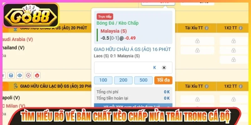 Kèo Chấp Nửa Trái Go88 - Chiến Thuật Chơi Chấp 0.5 Bóng Đá