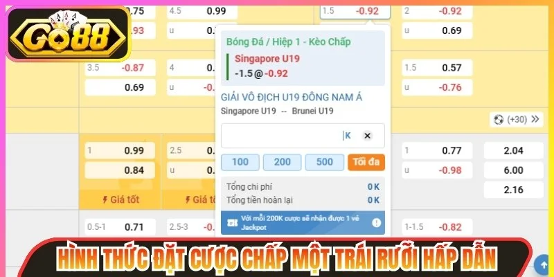 Cược chấp một trái rưỡi hấp dẫn
